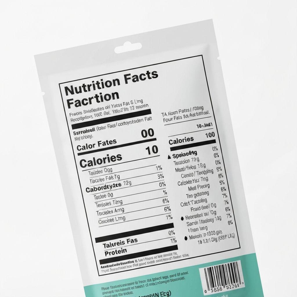 Nutrition facts label on food product packaging showing FDA-compliant labeling requirements